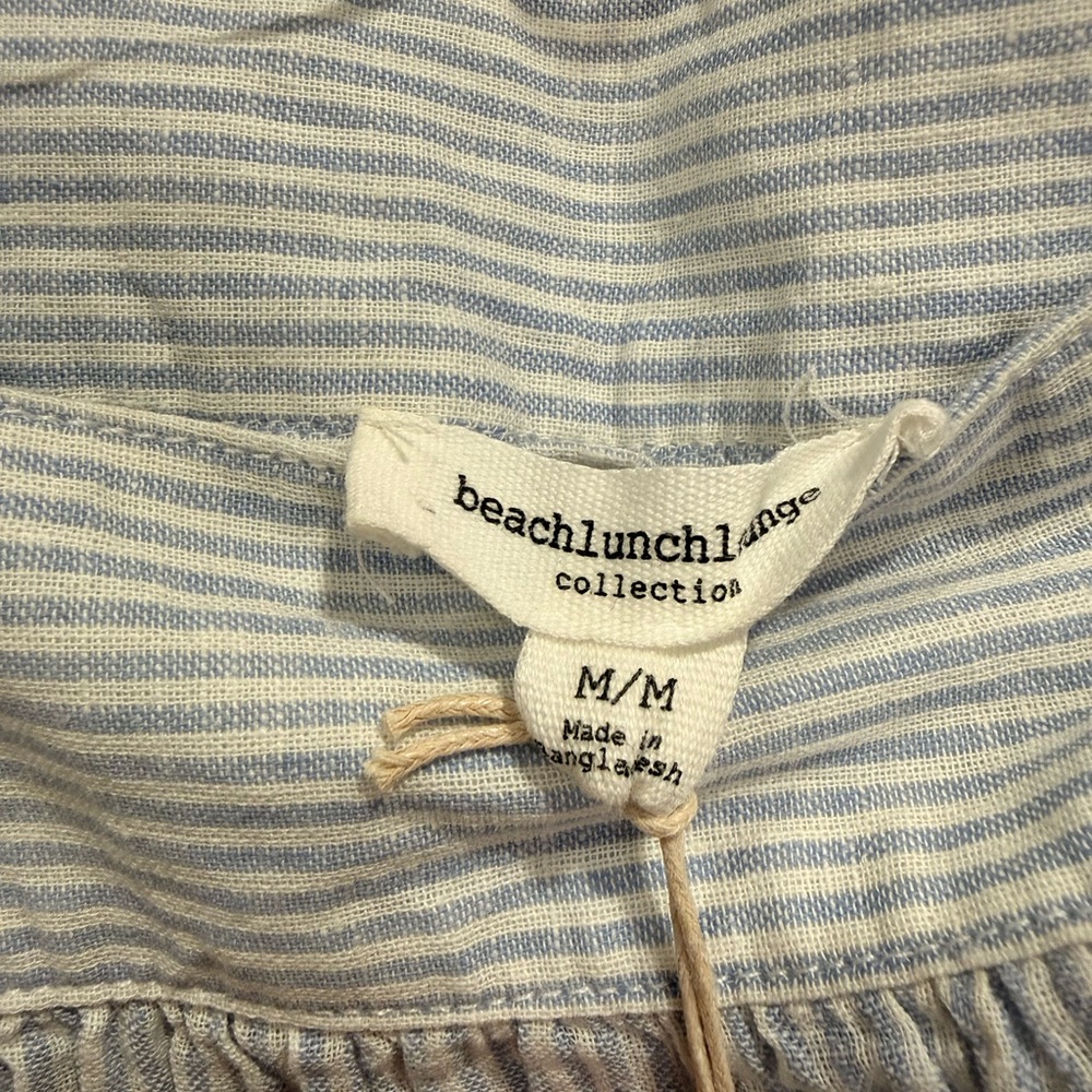beachlunchlounge Light Blue & White Striped Square Neck Top - Picture 3 of 4